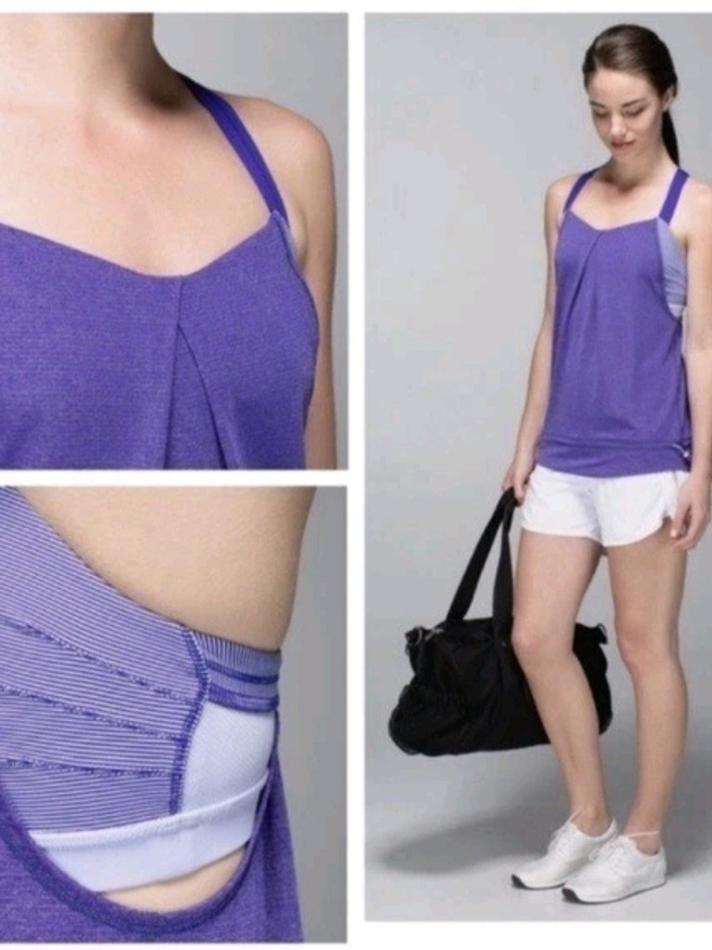 Lululemon Rest Less Tank Top 8 Purple Cinch Drawstring Y-Back Built-In Bra Yoga